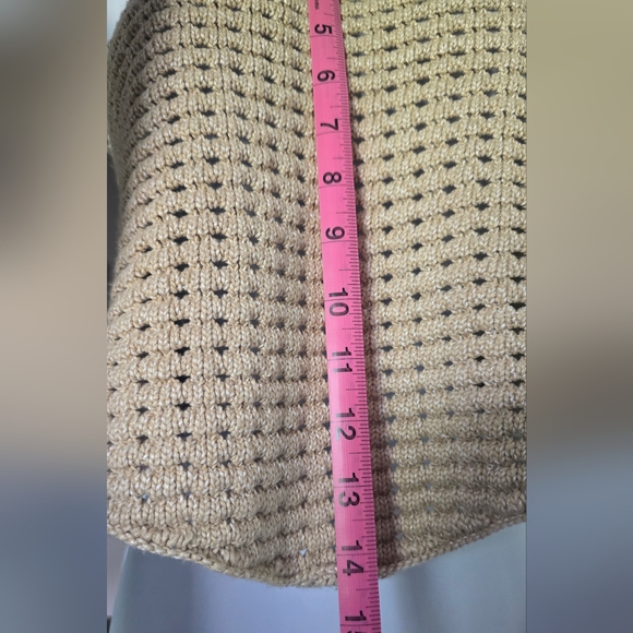 Gianni Bini Tan Crochet Edie Skirt Set Halter Top Natural Midi Skirt L Large - Picture 11 of 12